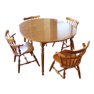 Ethan Allen Solid Wood Dining Table Set For Sale