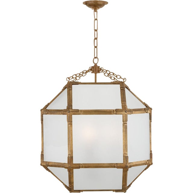 Morris Medium Lantern in Gilded Iron with Frosted Glass Designer: Suzanne Kasler Canopy: 4.75" Round Mounting: Chain Shade...