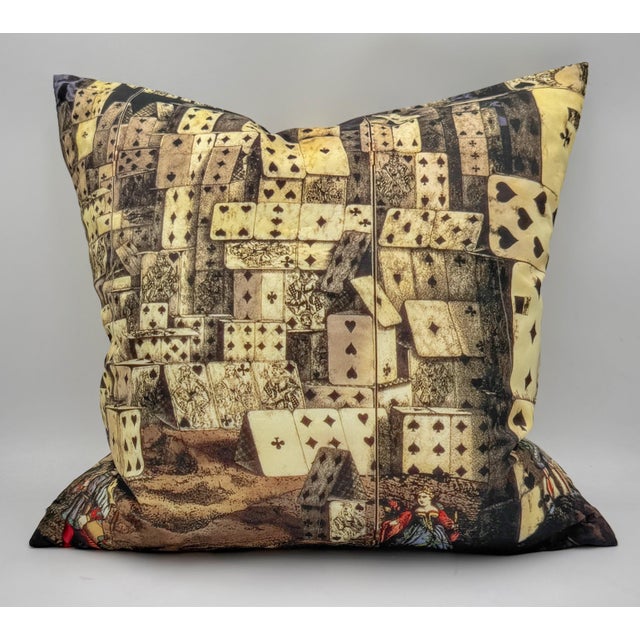 Cole & Son Fornasetti "House of Cards" Silk Down Throw Pillow, 20 Inches For Sale In West Palm - Image 6 of 14