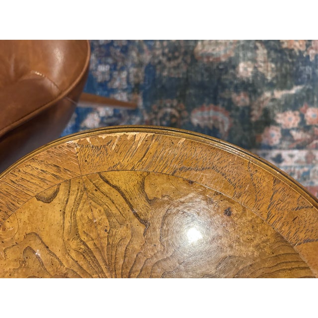 Lane Furniture Vintage Lane Furniture Round Burl Wood Two-Tier Side Table With Candle Slide — Mid Century For Sale - Image 4 of 8