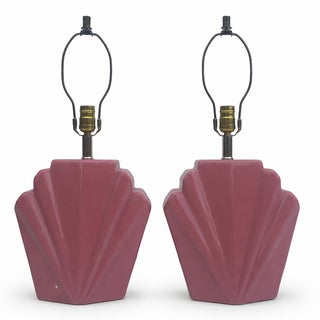 1980s Postmodern Deco Scalloped Table Lamps For Sale