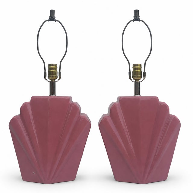 1980s Postmodern Deco Scalloped Table Lamps For Sale