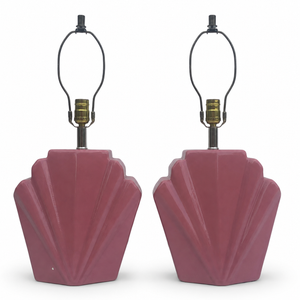 1980s Postmodern Deco Scalloped Table Lamps