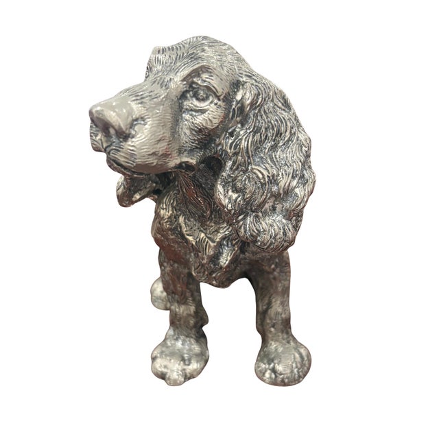 Gucci Vintage Gucci Made in Italy Silver-Tone Spaniel Dog Sculpture For Sale - Image 4 of 7