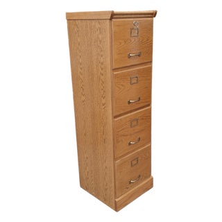 Late 20th Century Oak Four-Drawer Filing Cabinet For Sale
