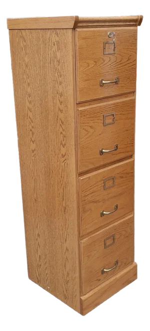 Late 20th Century Oak Four-Drawer Filing Cabinet