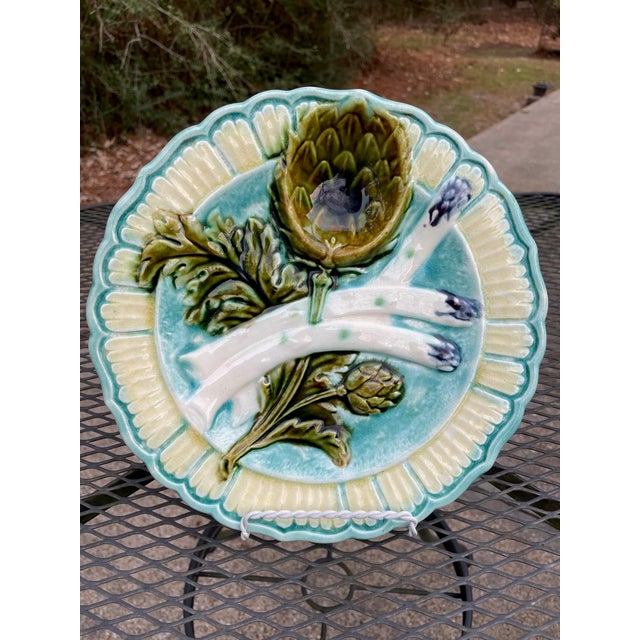 Antique 1890s French Salins Majolica Asparagus Plate For Sale - Image 15 of 15
