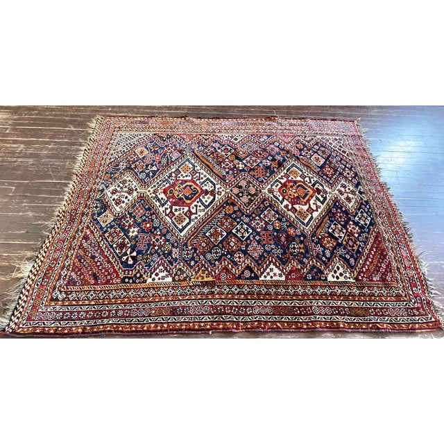 Early 20th Century Antique Qashqai/ Shiraz Rug, 4'6" X 6'2", #17428 For Sale - Image 10 of 13