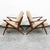 Mid-century Danish sculptural lounge chair set designed by Poul Jensen for Selig, showcasing a dramatic angular form with...