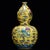 This is a vibrant, large-scale porcelain double-gourd vase (huluping), crafted in the classic Famille Rose (Fencai) style....