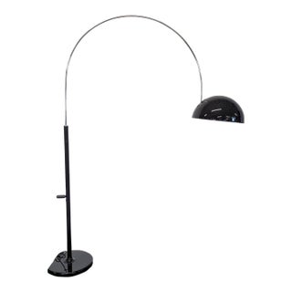 Oluce Coupe Modern Arc Floor Lamp With Black Dome Shade- Non Working For Sale