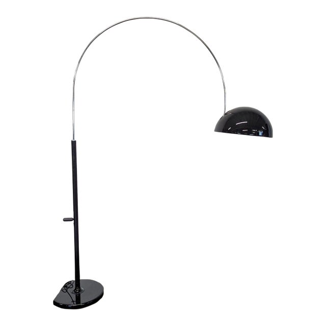 Oluce Coupe Modern Arc Floor Lamp With Black Dome Shade- Non Working For Sale