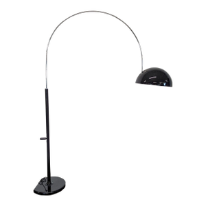 Oluce Coupe Modern Arc Floor Lamp With Black Dome Shade- Non Working