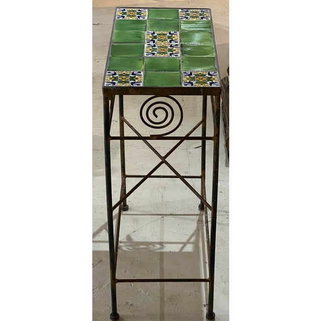 Hollywood Regency Wrought Iron Tile Top Table Spanish Revival Patio Garden For Sale - Image 12 of 12