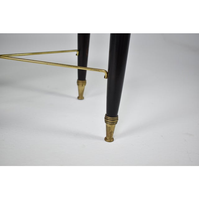 1950s Italian Piano Stool in Wood, Brass & Taupe Velvet For Sale - Image 9 of 9
