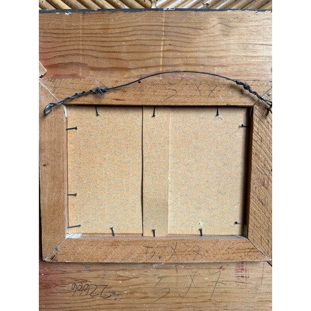 Taupe Vintage Framed Mid-Century Abstract Eye Painting For Sale - Image 8 of 9