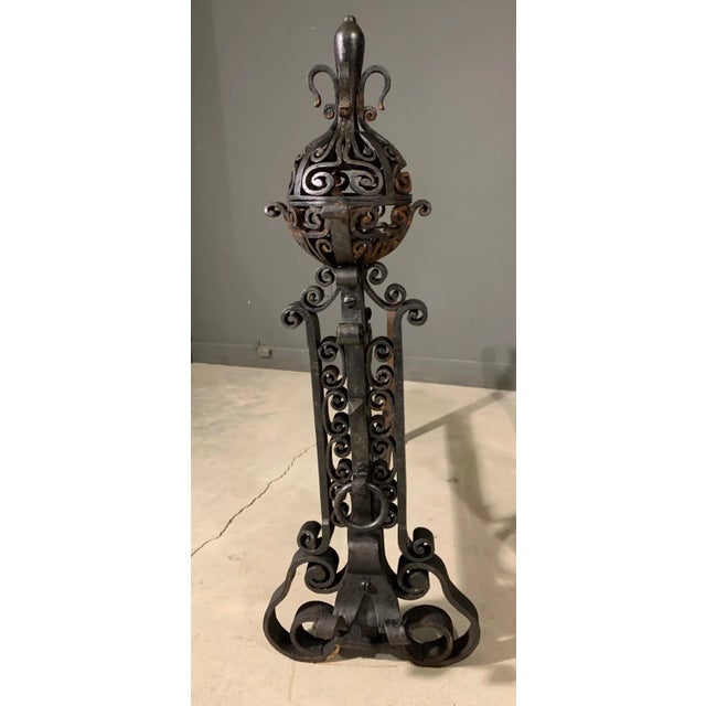 1950s Large Iron Andirons For Sale - Image 12 of 13