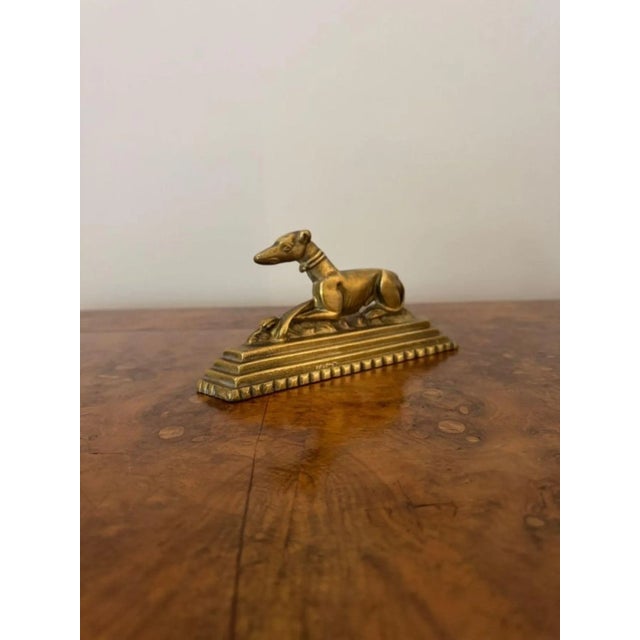 Antique Edwardian Brass Greyhound Fire Dogs, 1900, Set of 2 For Sale - Image 3 of 7