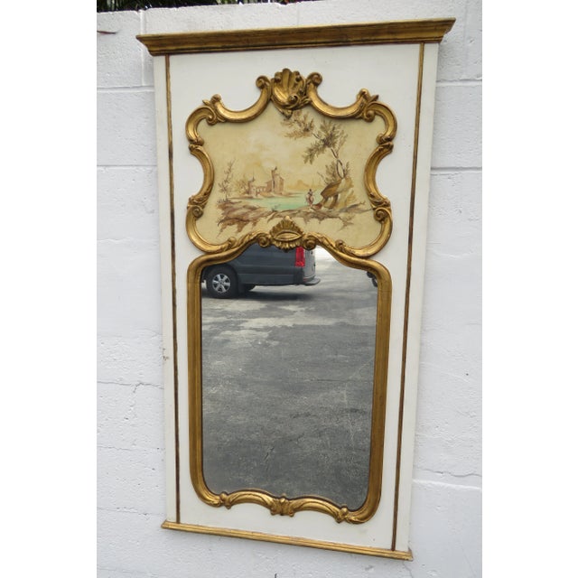 Early 1900s French Painted Trumeau Wall Fireplace Large Mirror For Sale - Image 12 of 13