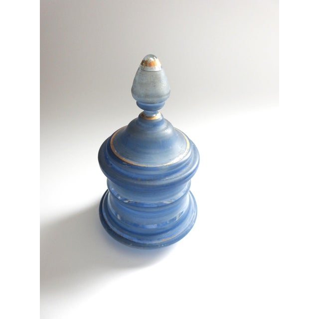 Blue Pair of Victorian Hand-Painted Blue Glass Perfume Bottles With Provenance Note Late 19th Century For Sale - Image 8 of 12