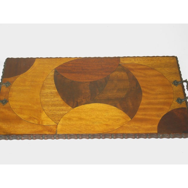 Mid 20th Century Rare Art Deco, Circle Marquetry Wooden Tray Mod Era, Mid Century Modern For Sale - Image 13 of 18