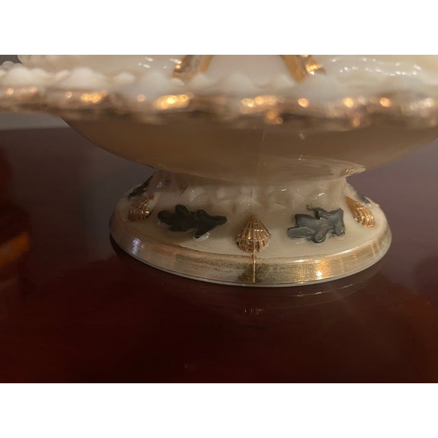 Cream Antique Northwood Glass Company Nautilus (Argonaut Shell) Pattern Custard Glass Covered Butter Dish C. Early 1900's For Sale - Image 8 of 17