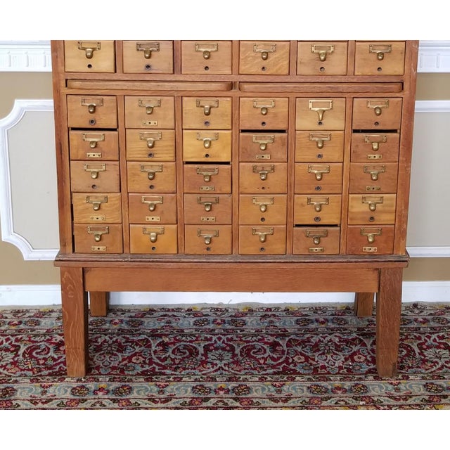 Vintage Quartered Oak Gaylord Bros. Inc 60 Drawer Library Index Card Catalog File on