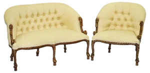 Set of Napoleon III Style Rope Twist Armchair & Sofa