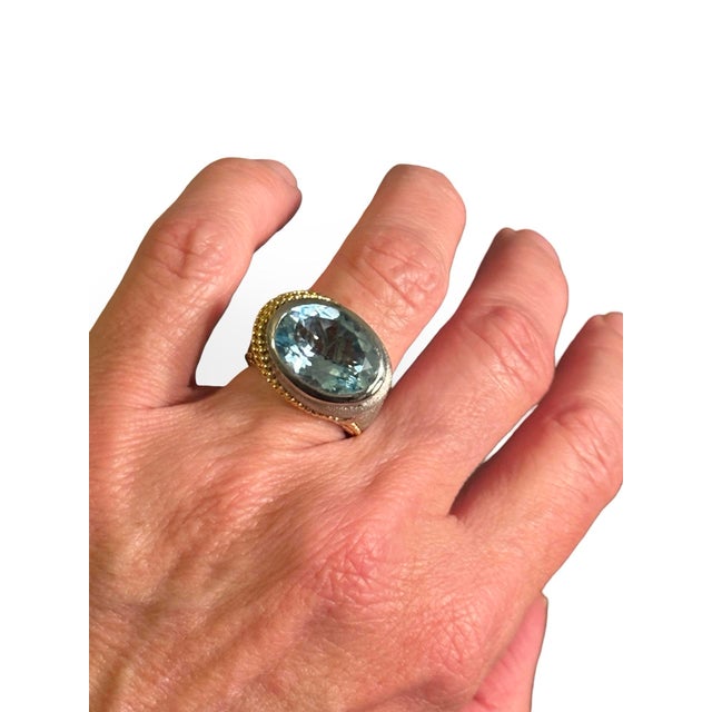 Metal Blue Topaz Sterling & Vermeil Ring Sz 6 New! For Sale - Image 7 of 8