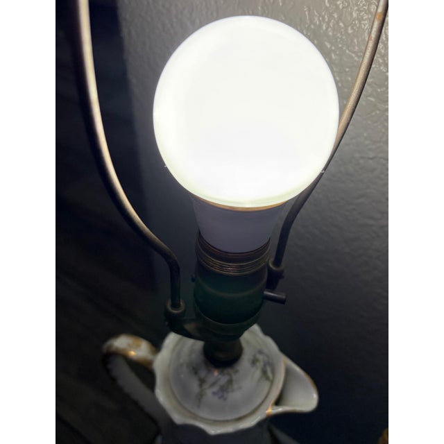 Antique Haviland Limoges Tarascon Porcelain Pitcher Lamp Base, France, C. 1900 in Working Order For Sale In Dallas - Image 6 of 9