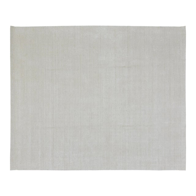 Modern Indian Handloom Wool/Bamboo Rug, 9'9"x13'9" For Sale