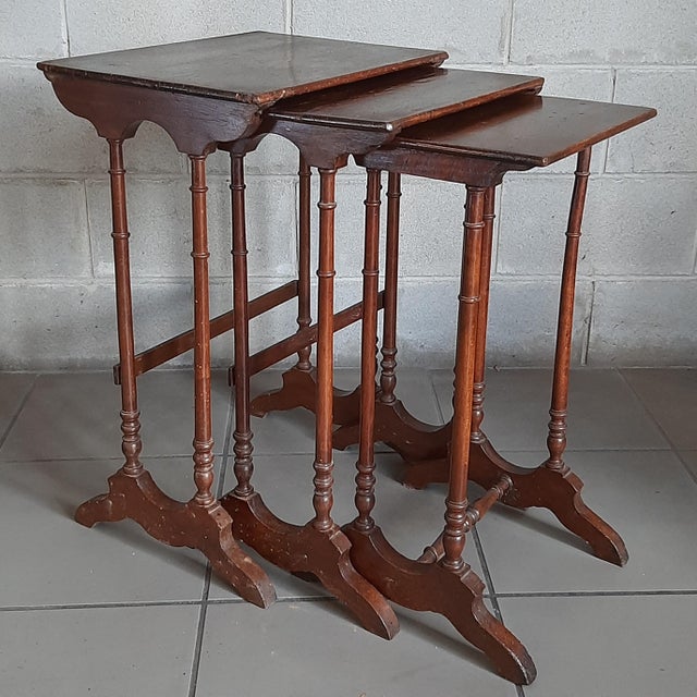 English Edwardian Nesting Tables, 1930s, Set of 3 For Sale - Image 13 of 13