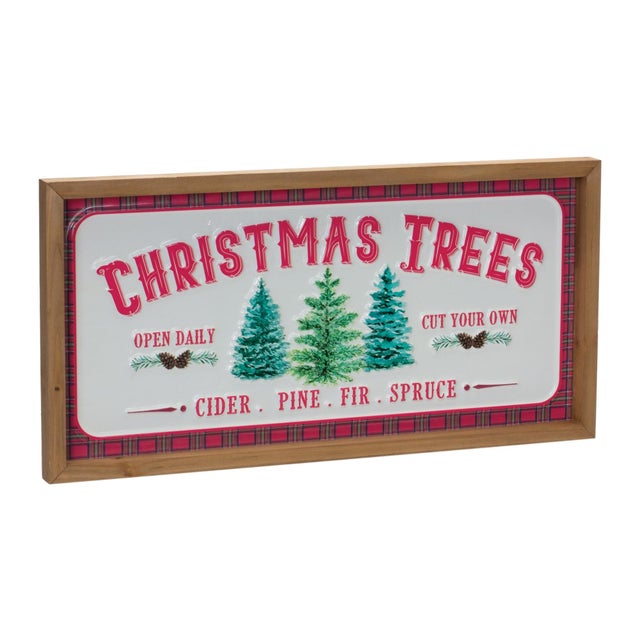 Add a festive touch to your home this holiday season with the Christmas Tree Wall Sign Set. Crafted with a charming red...