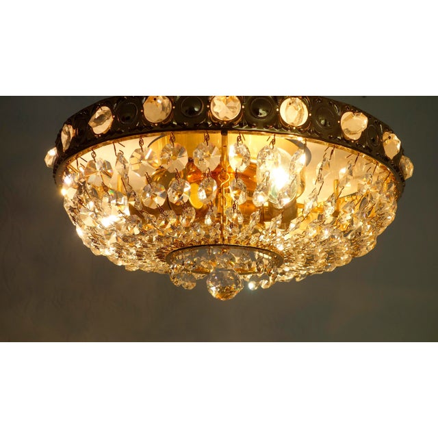 Metal 24 Carat Gold-Plated Brass & Lead Crystal Chandelier from Sölken Leuchten For Sale - Image 7 of 10