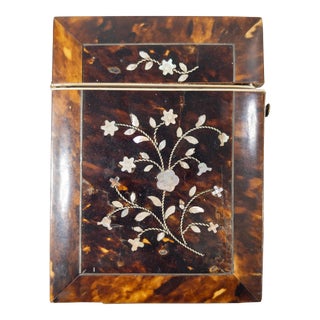 19th Century English Victorian Veneered Mother of Pearl Inlaid Calling Card Case For Sale