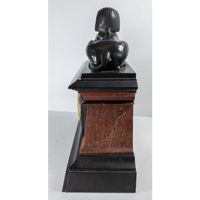 19th Century French Egyptian Revival Sphinx Bronze on Mantel Clock Base For Sale - Image 17 of 18