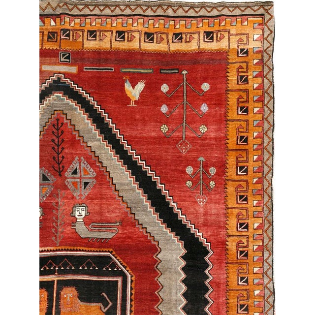 Rustic Galerie Shabab Collection Mid-20th Century Turkish Anatolian Pictorial Carpet For Sale - Image 3 of 10