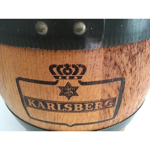 Mini 1970s wooden barrel with dimensions Height: 27 / 24 cm. Diameter, wall thickness of oak boards 1.5 cm.