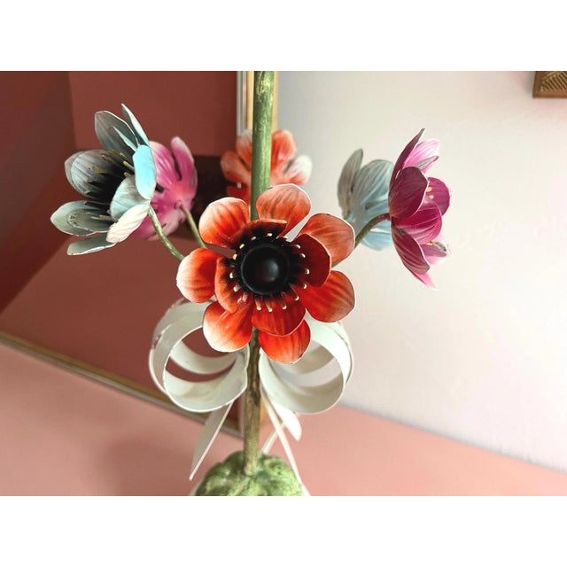 Italian Flower Bouquet Lamp & Shade, C1960 For Sale - Image 6 of 18