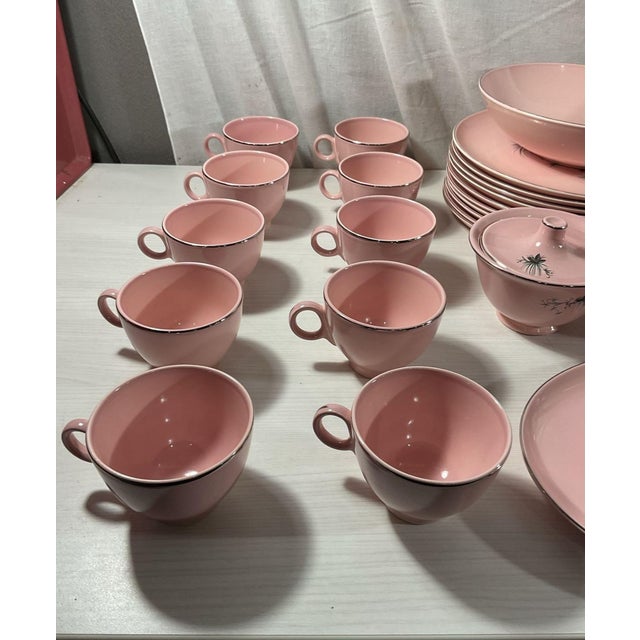 Pink Statement 1958 Mid-Century Modern Taylor, Smith & Taylor "Dwarf Pine" Versatile Pink China Dinnerware Set - 73 Pieces For Sale - Image 8 of 12