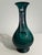 Vintage Teal Green Art Glass Vase With Clear Applied Scroll Handles For Sale In Greensboro - Image 6 of 7