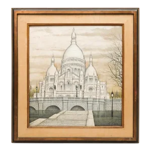 K. Chin Basilica of SacrÃ© Coeur in the Manner of Buffet Mont Martre Paris France Oil Paint on