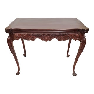 Antique American Baroque French Style Mahogany Console & Extension Dining Table For Sale