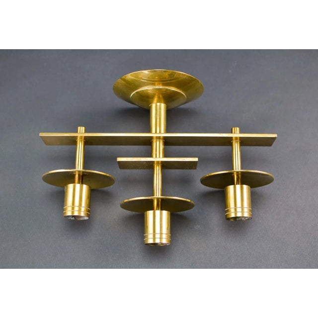 Mid-Century Modern Danish Symmetrical Solid Brass Candle Holder from Dan Present, 1960s For Sale - Image 3 of 7