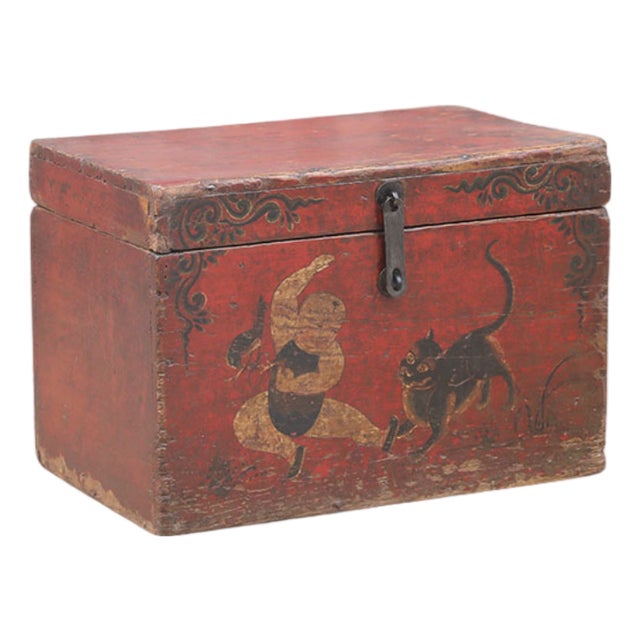 Antique Chinese Painted Chest For Sale