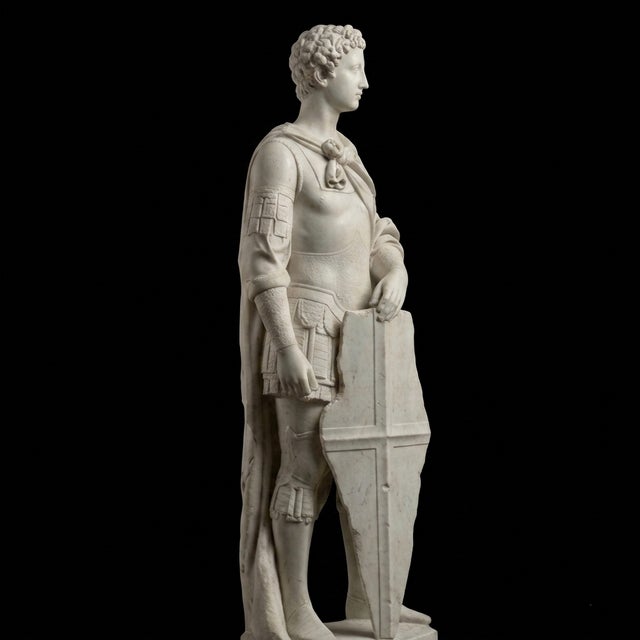 Saint George – Classical Marble Warrior Sculpture For Sale - Image 4 of 4