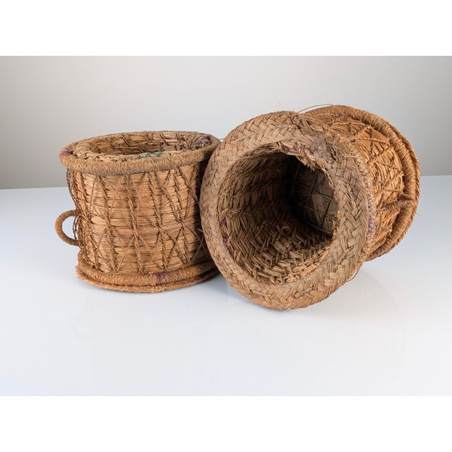 Spanish Andalusian Rustic Woven Esparto Baskets, 1960s, Set of 2 For Sale - Image 17 of 18