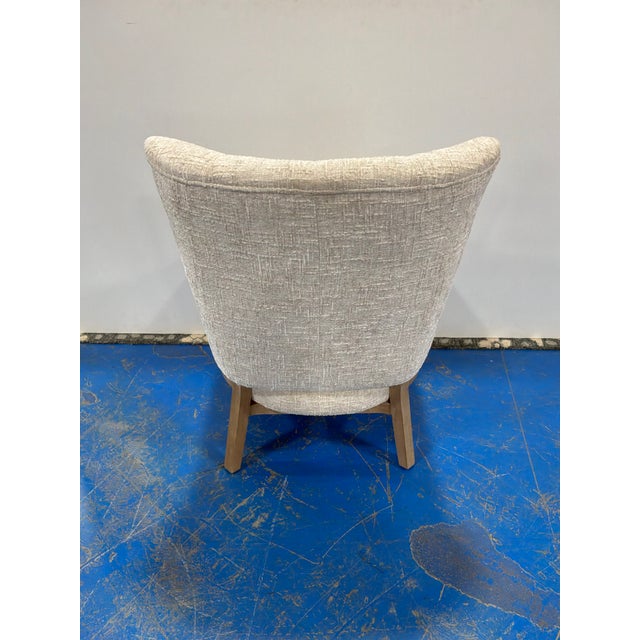 Modern Wing Chair Nubby Cream Fabric. For Sale In Atlanta - Image 6 of 7