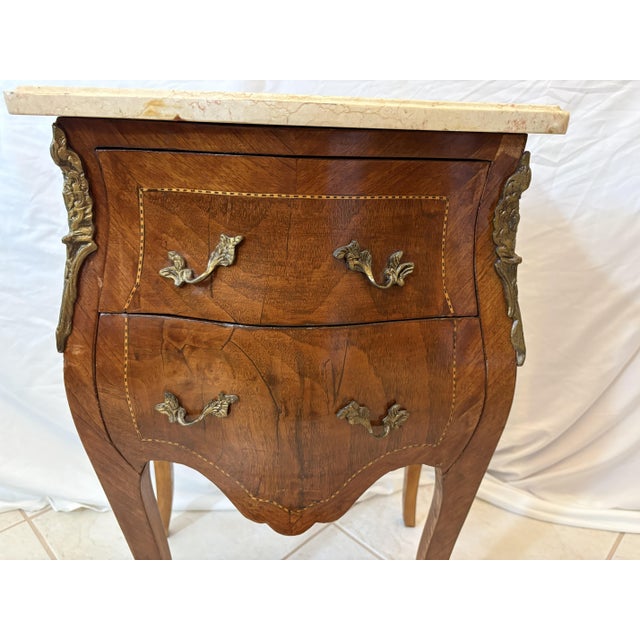Wood Vintage French Louis XVI Style Bombay Chest With Marble Top For Sale - Image 7 of 18