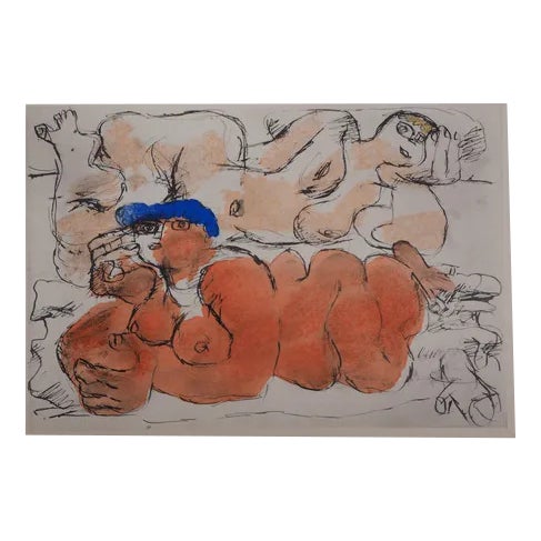 Le Corbusier, Two Reclining Nudes, Lithograph, 1938 For Sale